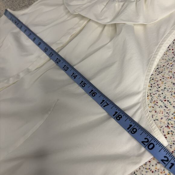 Lafayette 148 White Button-Down Sleeveless Blouse 14 Large XL Designer Collar - Picture 6 of 7